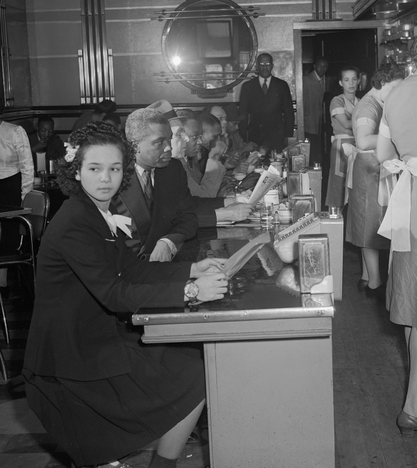 People dining at a counter